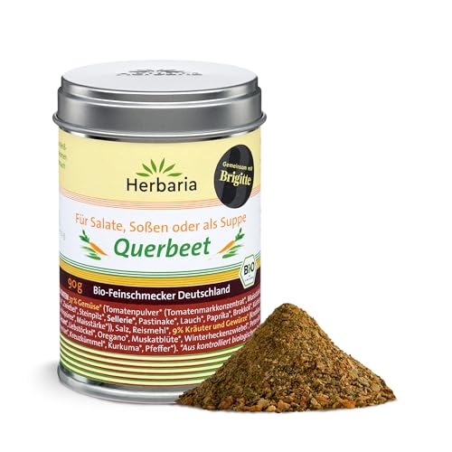Herbaria Querbeet Gemüsebrühe bio M-Dose - Bio-Gemüsebrühe - fertiges Bio-Suppengewürz - in nachhaltiger Aromaschutz-Dose, 2 x 90g von Herbaria