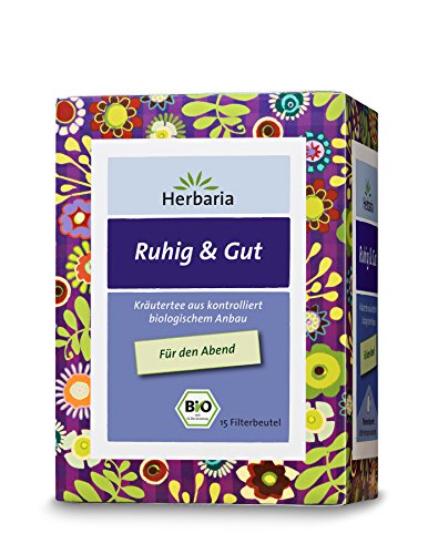 Herbaria "Ruhig & Gut Tee" 15FB BIO Kräutertee aus kontrolliert biologischem Anbau Für den Abend, 2er Pack (2 x 24 g) von Herbaria