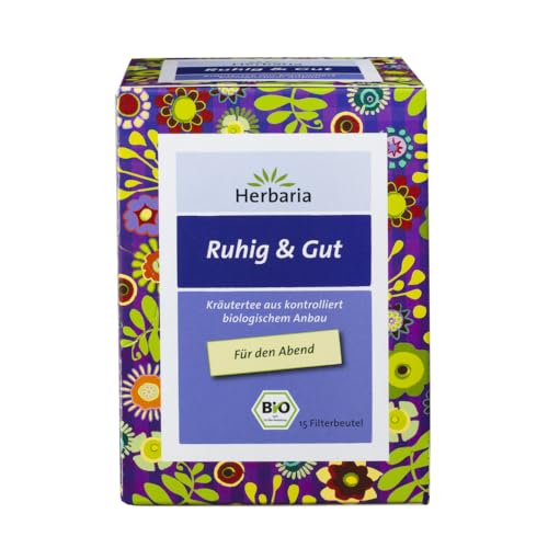 Herbaria "Ruhig & Gut Tee" 15FB BIO Kräutertee aus kontrolliert biologischem Anbau Für den Abend, 2er Pack (2 x 24 g) von Herbaria