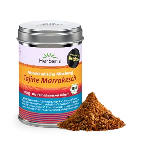 Herbaria Tajine Marrakesch bio 100g M-Dose - fertige Bio-Gewürzmischung für marokkanische Tajine-Gerichte mit erlesenen Zutaten - in nachhaltiger Aromaschutz-Dose von Herbaria