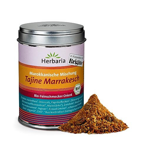 Herbaria Tajine Marrakesch bio 100g M-Dose - fertige Bio-Gewürzmischung für marokkanische Tajine-Gerichte mit erlesenen Zutaten - in nachhaltiger Aromaschutz-Dose von Herbaria