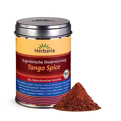 Herbaria Tango Spice bio 100g M-Dose - fertige Bio-Gewürzmischung für argentinisches Steak – ausgewogenes Grillgewürz – BBQ Spice Rub - mit erlesenen Zutaten - in nachhaltiger Aromaschutz-Dose von Herbaria