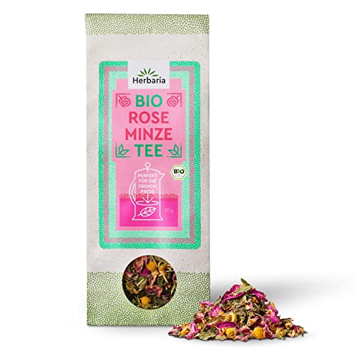 Herbaria Teemischung Rose-Minze bio 20g - 100% Bio-Kräutertee - natürlicher verführerisch-blumiger Geschmack & nur natürliche Zutaten - klimaneutral produziert & plastikfreie Verpackung von Herbaria
