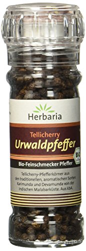 Herbaria Tellicherry Urwaldpfeffer, 1er Pack (1 x 50 g Glasmühle) - Bio von Herbaria