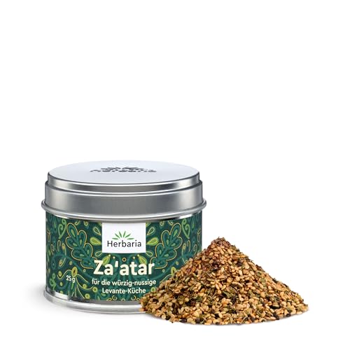 Herbaria Za'atar bio 25g S-Dose – Zatar Gewürz, Zaatar Gewürz - orientalische Bio-Gewürzmischung für Gerichte der Levante Küche - mit erlesenen Zutaten - in nachhaltiger Aromaschutz-Dose Herbaria Za'atar bio 25g S-Dose – Zatar Gewürz, Zaatar Gewürz - orientalische Bio-Gewürzmischung für Gerichte der Levante Küche - mit erlesenen Zutaten - in nachhaltiger Aromaschutz-Dose von Herbaria