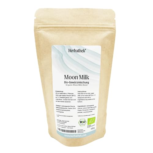 Moon Milk/Gute-Nacht-Milch Bio-Gewürzmischung von Herbathek mit Ashwagandha & Melisse, 100g von Herbathek NATÜRLICH GESUND