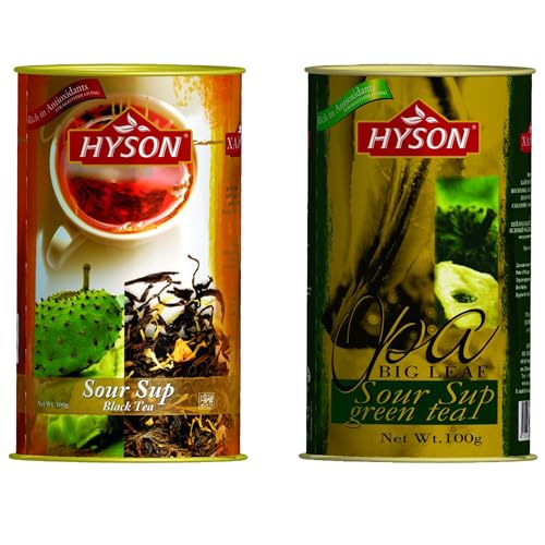Anoda OPA Sour Sup Ceylon Grüner und Schwarzer Tee - Ganze Blätter, 2x 100g Ovale Dosen (1x Grüntee, 1x Schwarzer Tee) von Herbosus