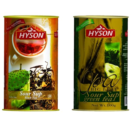 Herbosus Anoda OPA Sour Sup Ceylon Grüner und Schwarzer Tee - Ganze Blätter, 2x 100g Ovale Dosen (1x Grüntee, 1x Schwarzer Tee) von Herbosus