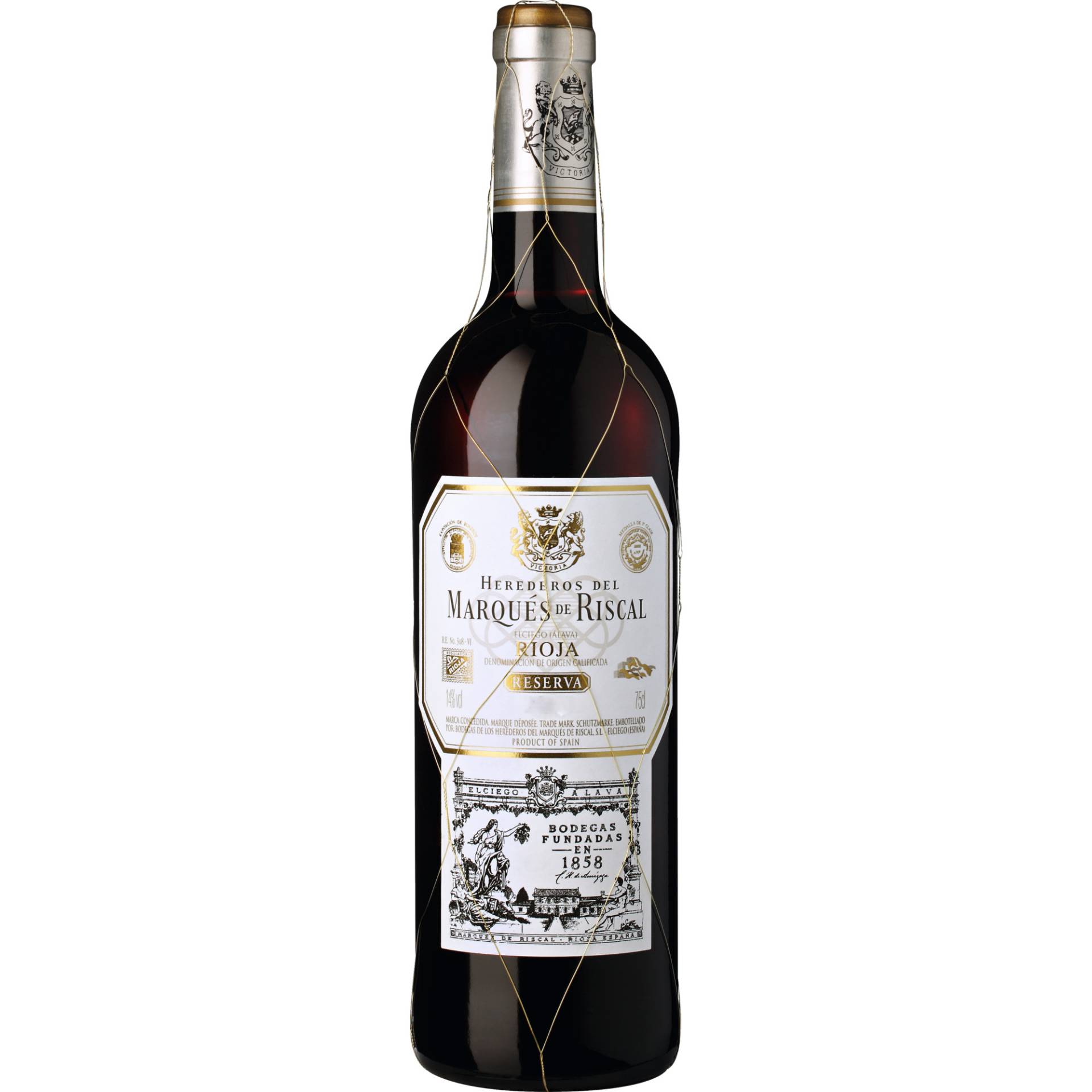 Marqués de Riscal Rioja Reserva, Rioja DOCa, Rioja, 2020, Rotwein Marqués de Riscal Rioja Reserva, Rioja DOCa, Rioja, 2020, Rotwein von Herederos del Marqués de Riscal c/Torrea 1 01340 Elciego Spain