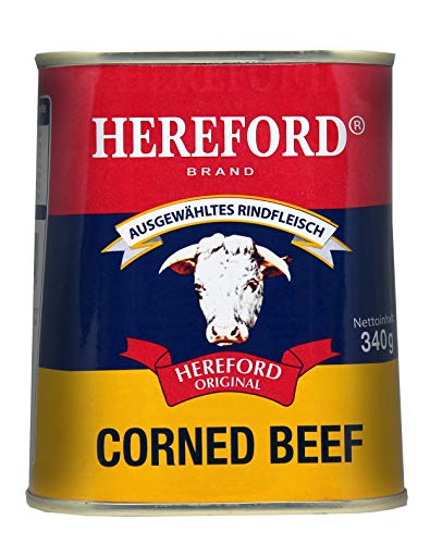 Hereford Corned Beef 6er Pack I 6 x 340 g I gepökeltes Rindfleisch zerkleinert und in eigenem Saft gekocht I original Hereford Corned Beef I ausgewähltes Rindfleisch von Hereford