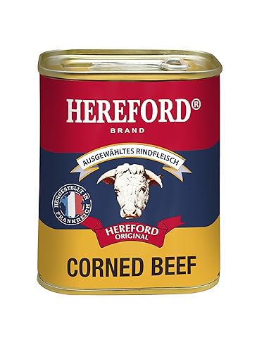 Hereford Corned Beef 200 g I gepökeltes Rindfleisch zerkleinert und in eigenem Saft gekocht I original Hereford Corned Beef I ausgewähltes Rindfleisch von Hereford