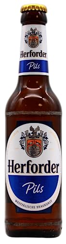 Herforder Pils Flaschenbier, MEHRWEG im Kasten, feinherb würziges Pils Bier, 24er Kiste (24 x 0.33 l) von Herforder