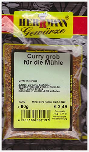 Curry grob für die Mühle 80g ohne Zusatzsoffe ohne Glutamat von Herrmann Gewürze