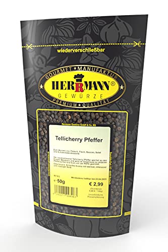 Tellicherry Pfeffer 50g handverlesen Tellicherry Pfeffer 50g handverlesen von Herrmann Gewürze