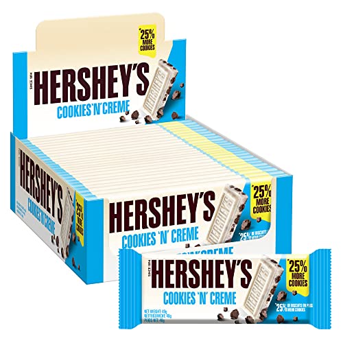 Hershey's Cookies 'n' Creme, 24er Pack (24 x 40g) – Zartschmelzende weiße Schokolade mit knusprigen Keksstückchen von Hershey's