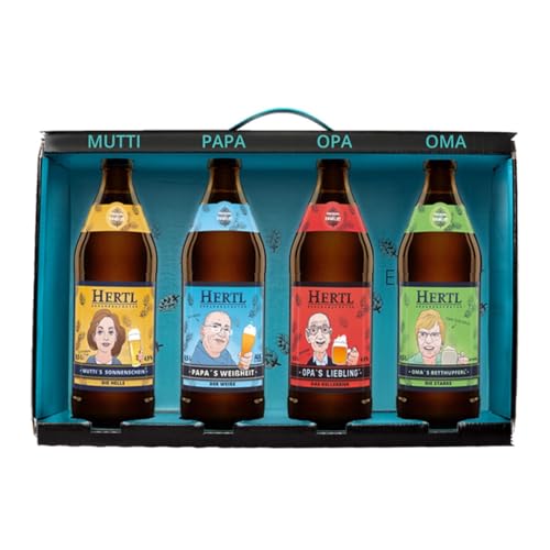 Familien-Geschenkset von Hertl | Vielfalt fränkischer Biere | Ideal zum Probieren | 4 x 0,5L Flaschen von Hertl