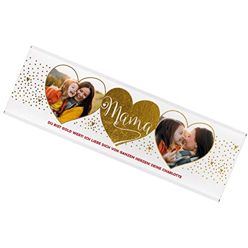 Herz & Heim® 300 g Vollmilch Schokoladentafel/Muttertag mit Foto Geschenkverpackung Golddruck von Herz & Heim