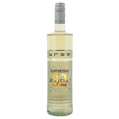 BREE Weinflasche (1 x 0.75 l) Geburtstagswein personalisiert mit Namen und Alter (riesling, Flasche) von Herz & Heim