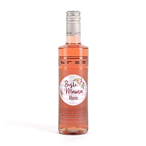 Herz & Heim® Beliebter Bree Wein in Kleinflasche (1 x 0.25 l) - ein effektvolles Muttertagsgeschenk mit Namen im Etikett Rosé von Herz & Heim