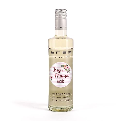 Herz & Heim® Beliebter Bree Wein in Kleinflasche (1 x 0.25 l) - ein effektvolles Muttertagsgeschenk mit Namen im Etikett Weißwein von Herz & Heim