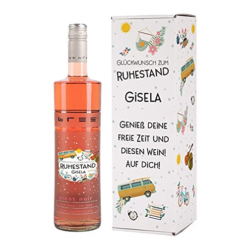 Herz & Heim® Bree Wein 0,75l als Abschiedsgeschenk zur Rente mit bedruckter Geschenkverpackung Roséwein von Herz & Heim