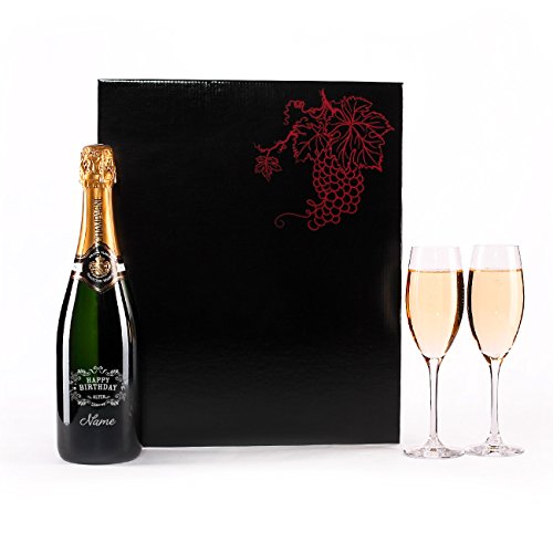 Herz & Heim® Champagner Set zum Geburtstag mit Gravur der Flasche u. 2 Champagnergläser von Herz & Heim