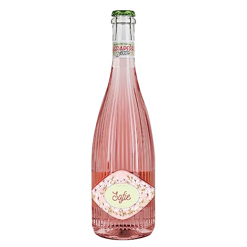 Herz & Heim® Feinkost Käfer Fruchtsecco 0.75l in 2 Geschmacksrichtungen, Etikett mit floralem Motiv und Wunschnamen Grapefruit von Herz & Heim