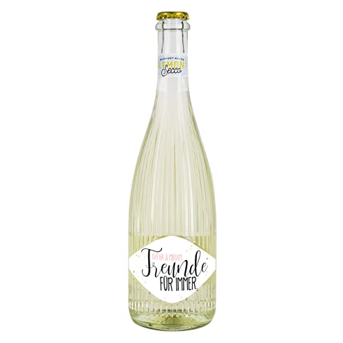 Herz & Heim® Feinkost Käfer Fruchtsecco 0.75l in 2 Geschmacksrichtungen, Freunde für immer- mit Wunschname Lemon von Herz & Heim