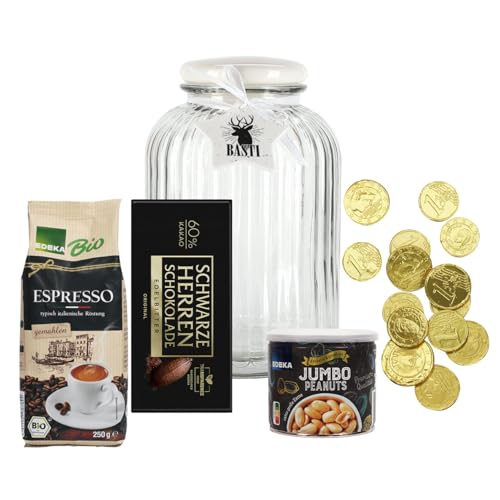 Herz & Heim® Geschenkset für Männer, im Glas, 6-teilig, personalisiert, verschiedene Motive (Hirsch) von Herz & Heim