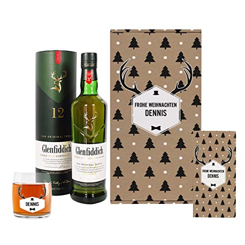 Herz & Heim® Glenfiddich 0,7l Whisky Geniesser Set mit Schokolade und Whiskyglas in persönlich bedruckter Geschenkverpackung von Herz & Heim