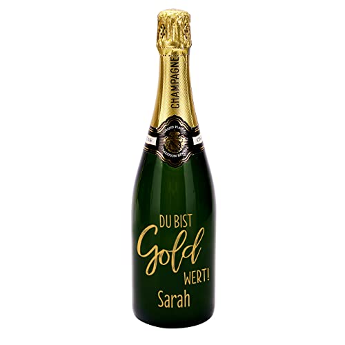 Herz & Heim® Grand Plaisir Tradition Réserve Champagner (1 x 0.75 l) gravierte Flasche | Du bist Gold wert von Herz & Heim