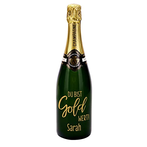 Herz & Heim® Grand Plaisir Tradition Réserve Champagner (1 x 0.75 l) gravierte Flasche | Du bist Gold wert von Herz & Heim