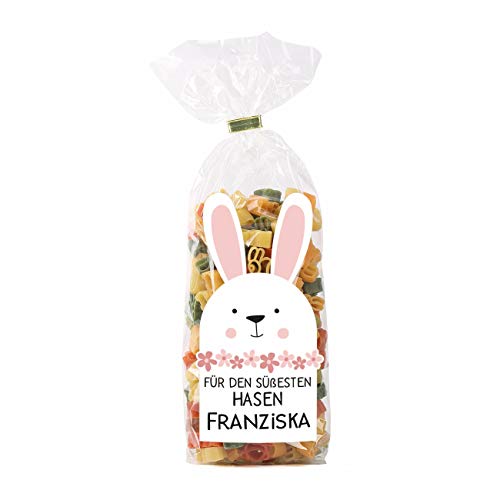 Herz & Heim® Hasen-Nudeln ein Ostergeschenk mit eigenem Etikett und Wunschnamen bedruckt von Herz & Heim