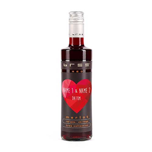 Herz & Heim® Kleines Weingeschenk für Liebende mit persönlichem Etikett - kleiner Bree Wein (1 x 0.25 l) Rot von Herz & Heim