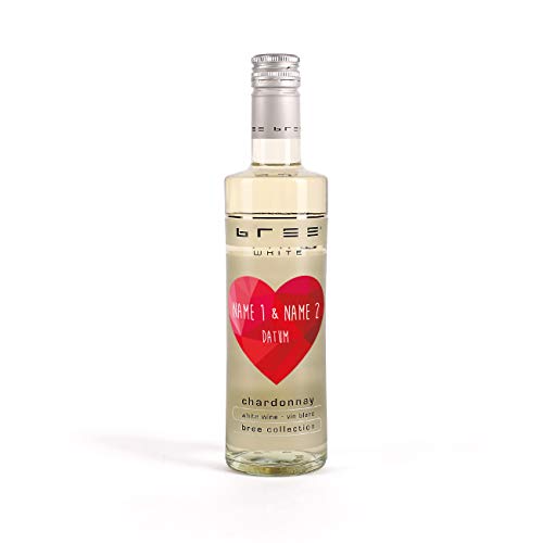 Herz & Heim® Kleines Weingeschenk für Liebende mit persönlichem Etikett - kleiner Bree Wein (1 x 0.25 l) Weiß von Herz & Heim