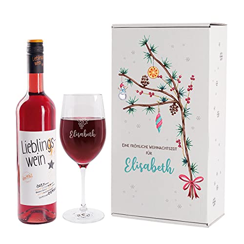 Herz & Heim® Lieblingswein Cuvee (0,75l) halbtrocken Geschenkset zu Weihnachten Rot von Herz & Heim