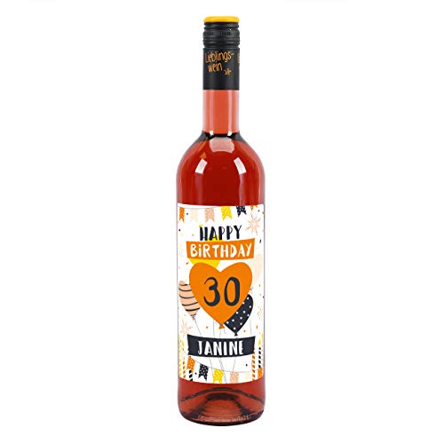 Herz & Heim® Lieblingswein Cuvee Halbtrocken (0.75 l) mit personalisiertem Etikett zum Geburtstag Roséwein von Herz & Heim