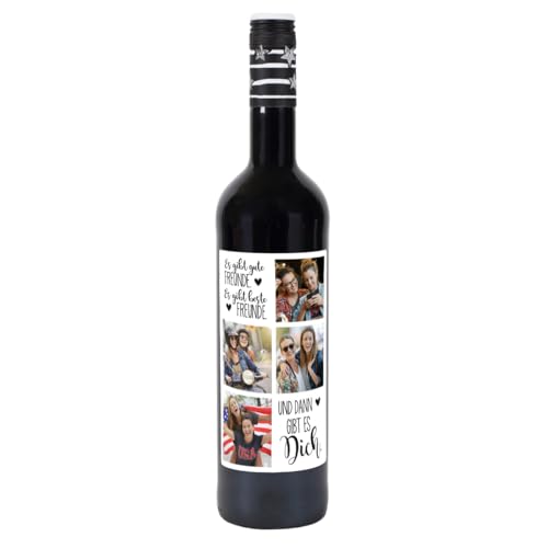 Herz & Heim® Lieblingswein Cuvee Halbtrocken (0.75 l) mit personalisiertem Foto-Etikett -Beste Freunde- Rotwein von Herz & Heim