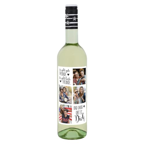 Herz & Heim® Lieblingswein Cuvee Halbtrocken (0.75 l) mit personalisiertem Foto-Etikett -Beste Freunde- Weißwein von Herz & Heim
