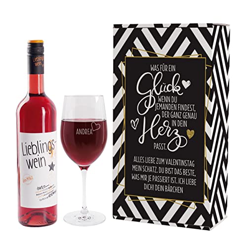 Herz & Heim® Lieblingswein Cuvee halbtrocken (0,75l) Geschenkset zum Valentinstag Rot von Herz & Heim