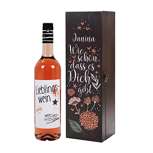 Lieblingswein Cuvee halbtrocken (0.75l) Dankeschön-Geschenk mit persönlichen Aufdruck (Rosé) von Herz & Heim