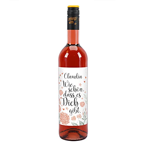 Herz & Heim® Lieblingswein Cuvee halbtrocken (0.75l) Wie schön, dass dich gibt mit Namen Rosé von Herz & Heim