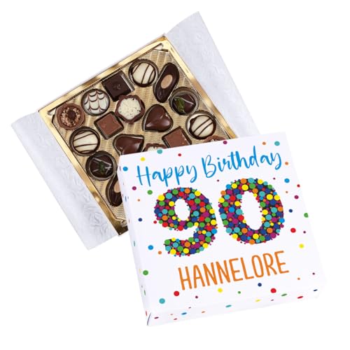 Herz & Heim® Lindt Mini Pralinées in personalisierter Verpackung zum Geburtstag (90. Geburtstag, Volle Größe) von Herz & Heim