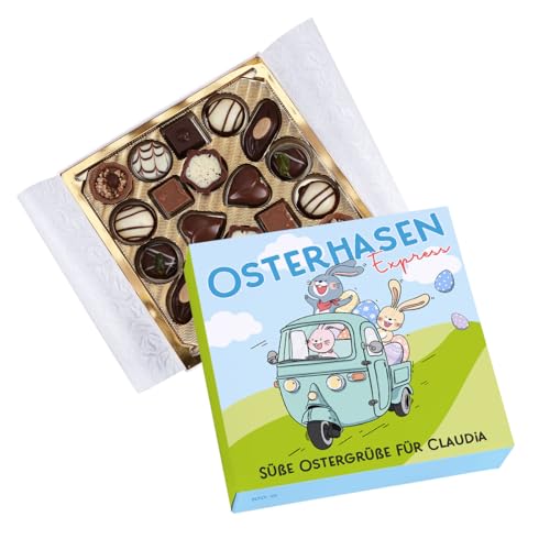 Herz & Heim® Lindt Pralinen 100g -Osterhasen Express- mit Wunschtext personalisiert von Herz & Heim