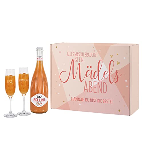 Herz & Heim® Mädelsabend-Geschenkset mit Käfer Bellini und 2 gravierten Leonardo Sektgläsern von Herz & Heim