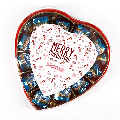 Herz & Heim® Maitre Truffout Pralinen Milchschokalde im Herz - Merry Christmas - mit Namen bedruckt von Herz & Heim