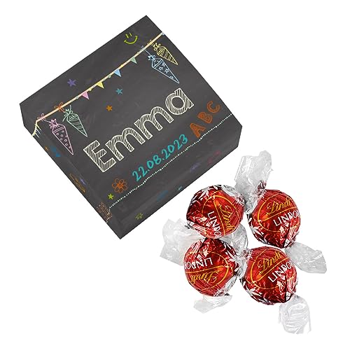 Herz & Heim® Personalisierte Geschenkverpackung mit Schokoladenkugeln Einschulung von Herz & Heim