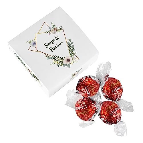 Herz & Heim® Personalisierte Geschenkverpackung mit Schokoladenkugeln Hochzeit von Herz & Heim