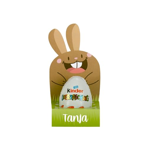 Herz & Heim® Überraschungsei mit personalisierter Geschenkverpackung zu Ostern – Individuelles Ostergeschenk mit Name – Osterhase aus Karton mit Ü-Ei von Herz & Heim