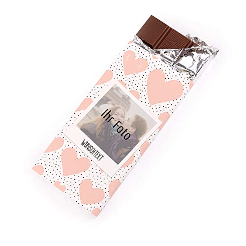 Herz & Heim® Foto-Schokolade mit Wunschtext als kleines Geschenk zum Geburtstag, für die Freundin oder zu Weihnachten (Liebe Polaroid) von Herz & Heim